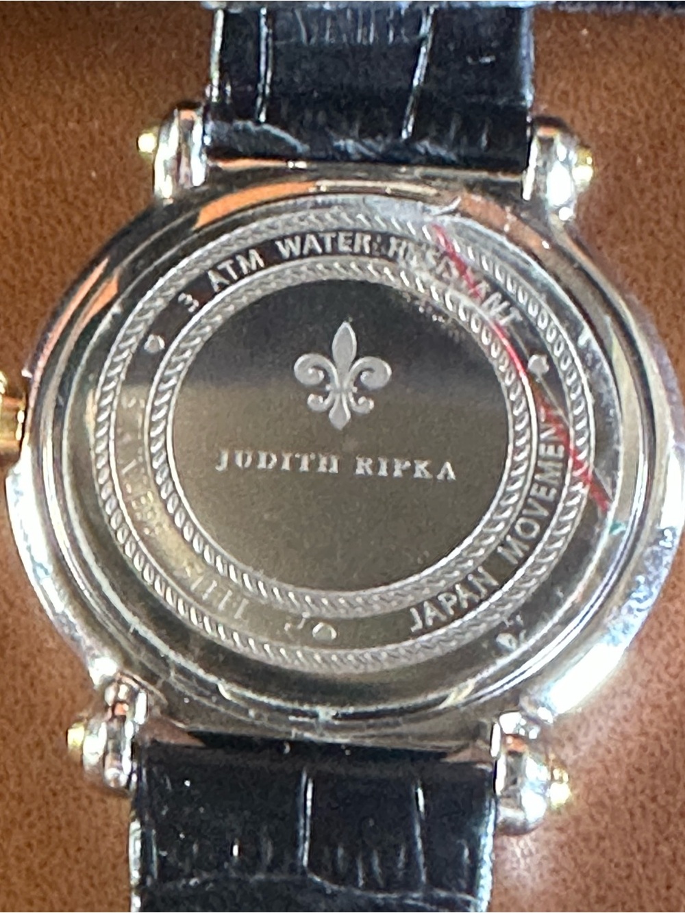 Judith Ripka Floating Crystal Heart Shaker Watch Gold Tone Leather Strap - Picture 6 of 16
